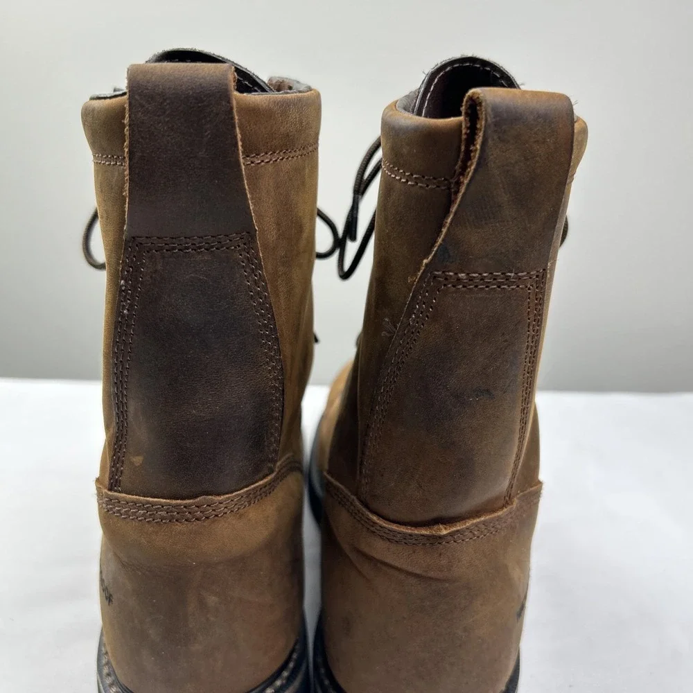 Justin Steel Toe Lace Up Waterproof Work Boots WK961 Men's Sz 13 D Brown Leather